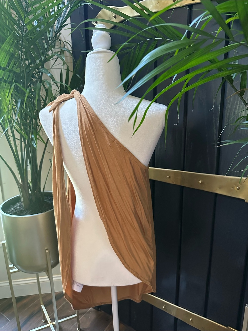 Free People Beach FP New W/Out tags Carmel Coverup dress shirt one shoulder M - Picture 3 of 5